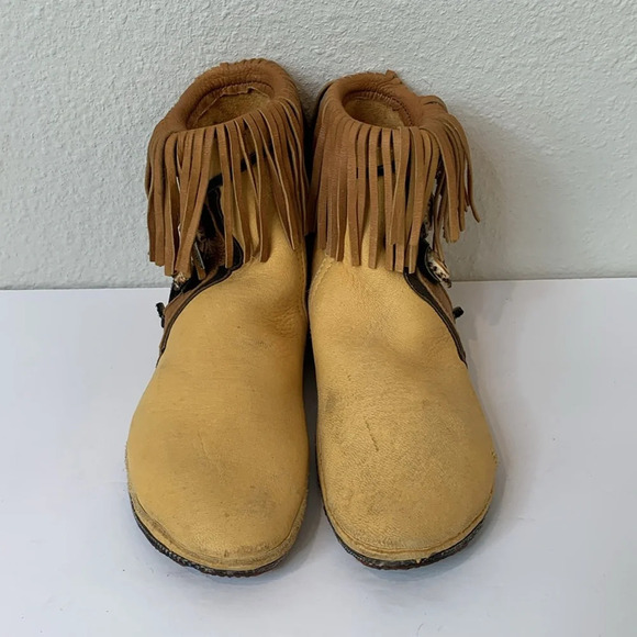 Vintage 70s OOAK Handmade Bald Mountain Moccasins Ankle Boot Renn Faire Festival - Picture 7 of 15